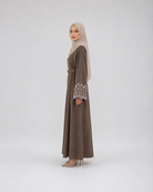 Abaya with Floral Vine Cuff Embroidery JILBAYA