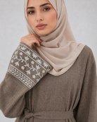 Abaya with Floral Vine Cuff Embroidery JILBAYA
