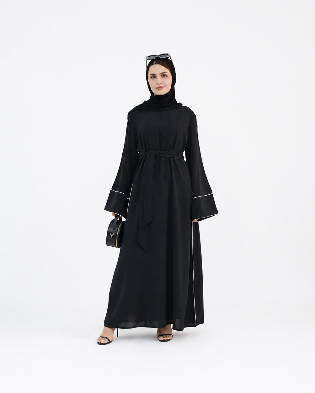 Silk Velvet Contrast Line Abaya JILBAYA