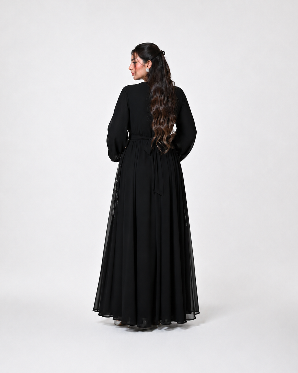 Zareen Pearl Embellished Open Abaya Set JILBAYA