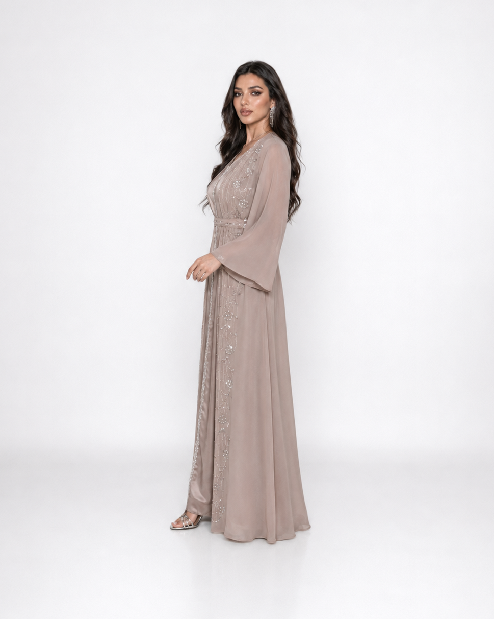 Layali Crystal Open Abaya Set JILBAYA