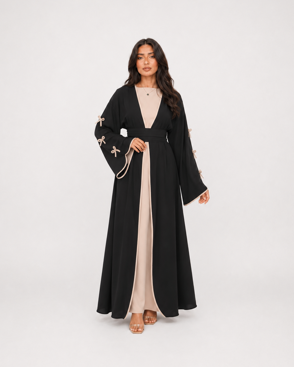 Amara Bow Detail Open Abaya JILBAYA