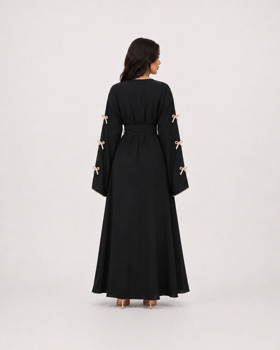 Amara Bow Detail Open Abaya JILBAYA