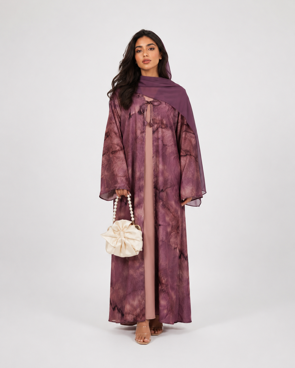 Saira Marble Tie-Front Open Abaya JILBAYA