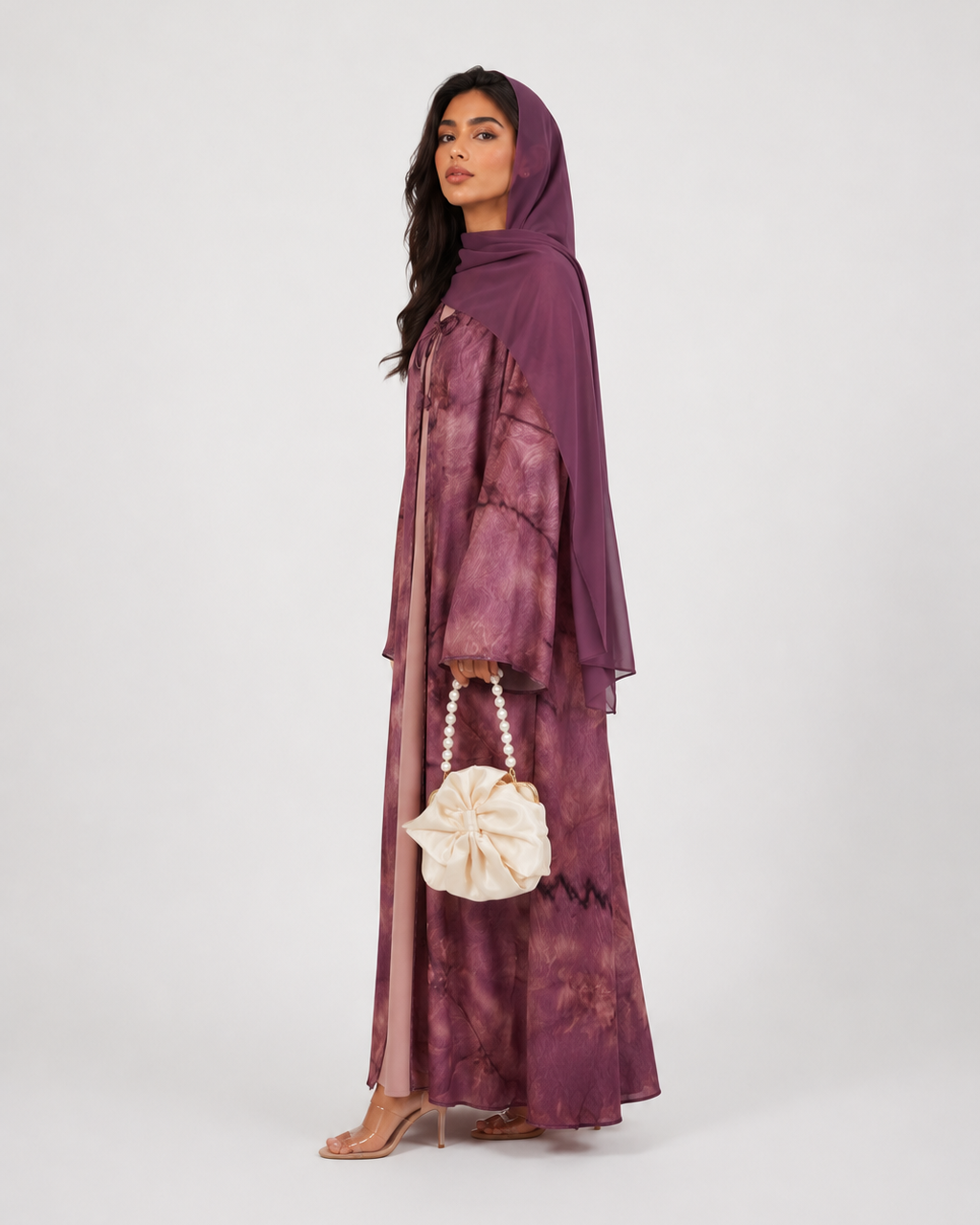 Saira Marble Tie-Front Open Abaya JILBAYA