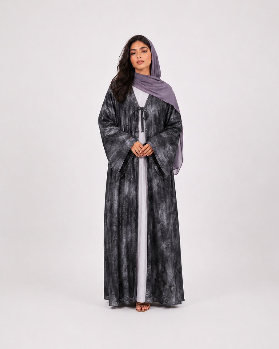 Saira Marble Tie-Front Open Abaya JILBAYA