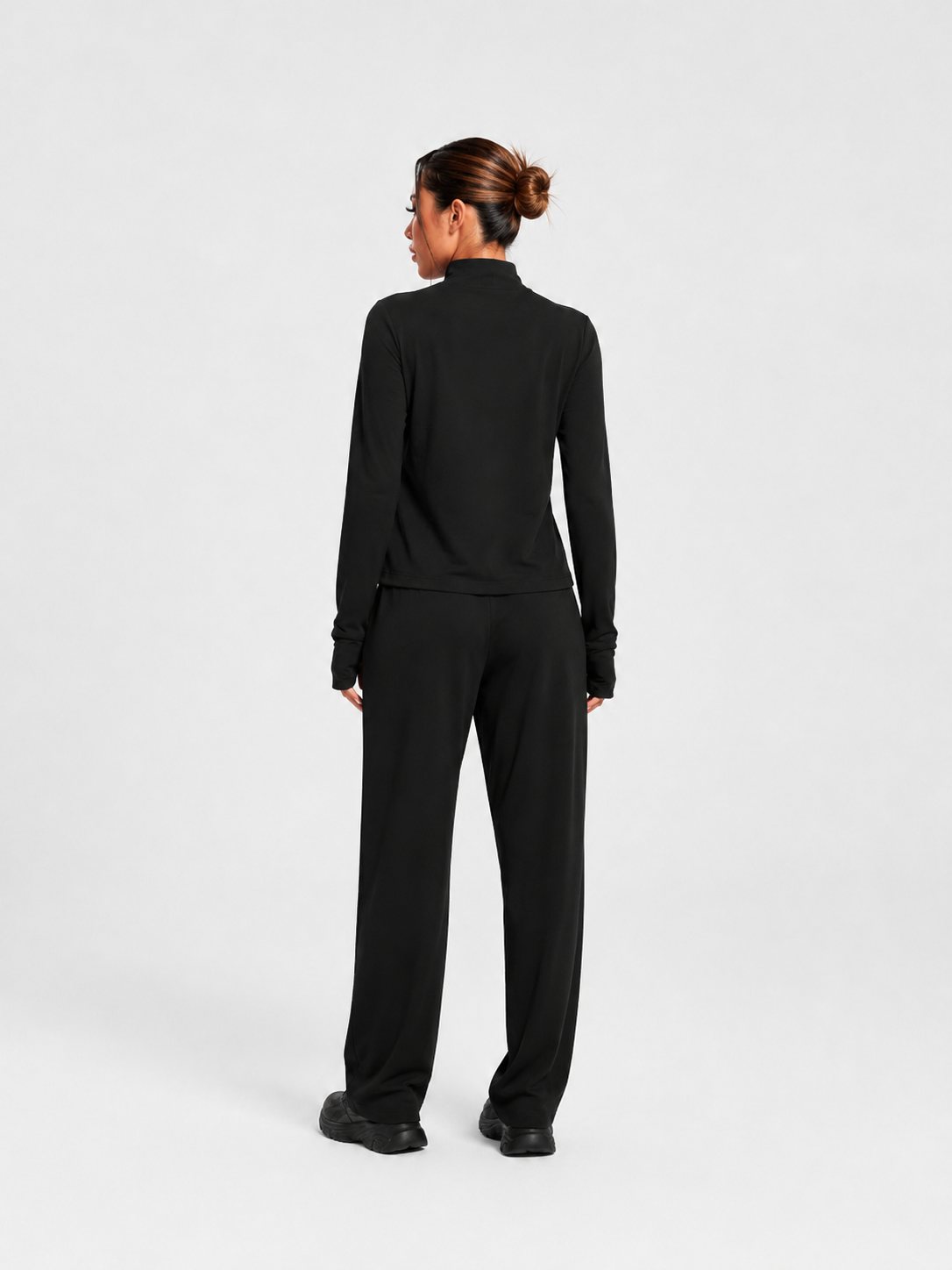 Black Zip-Neck Modest Active Top JILBAYA