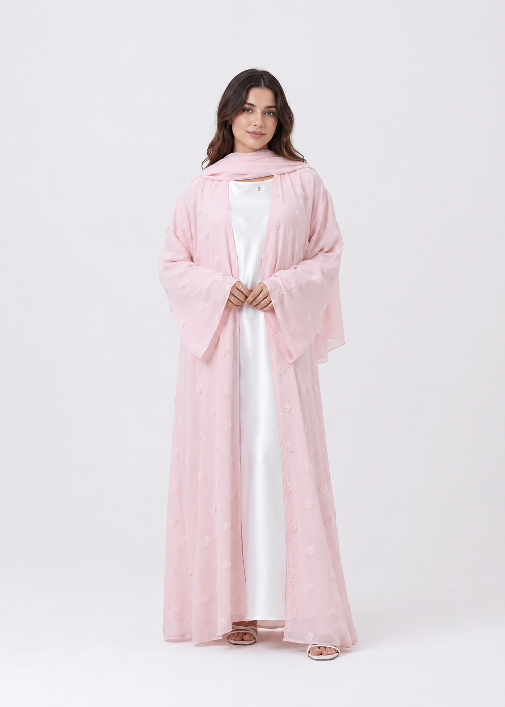 Elara Rose Open Abaya with Matching Scarf JILBAYA