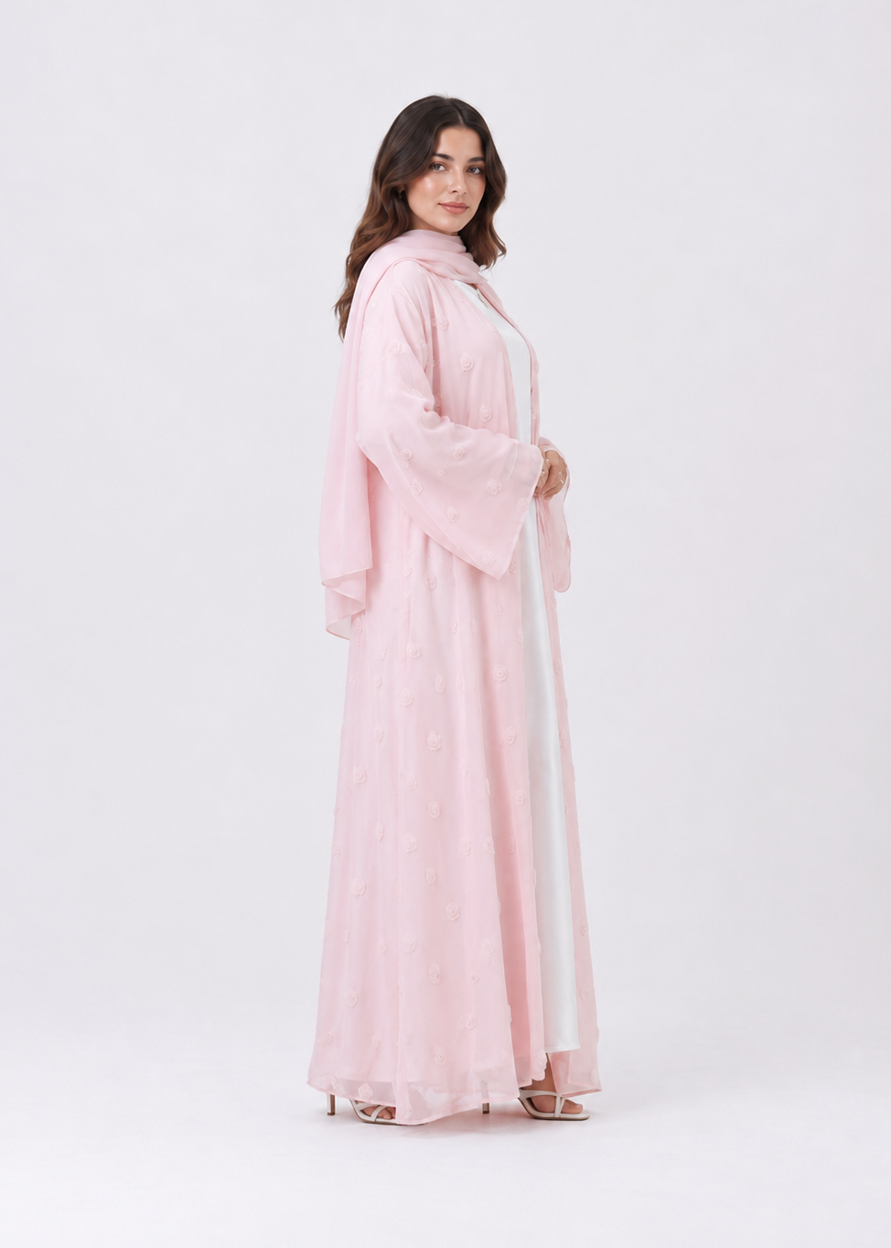 Elara Rose Open Abaya with Matching Scarf JILBAYA