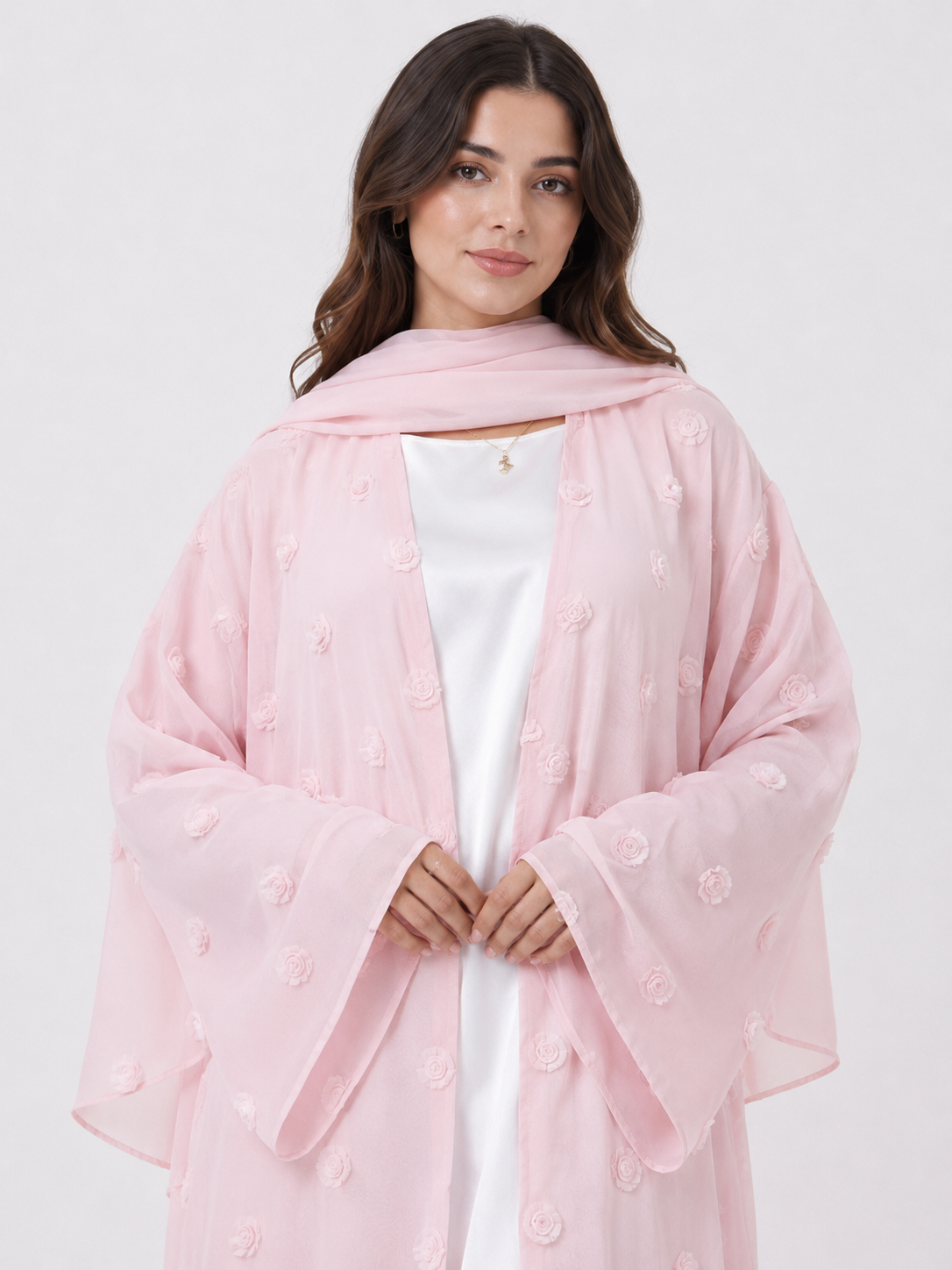 Elara Rose Open Abaya with Matching Scarf JILBAYA