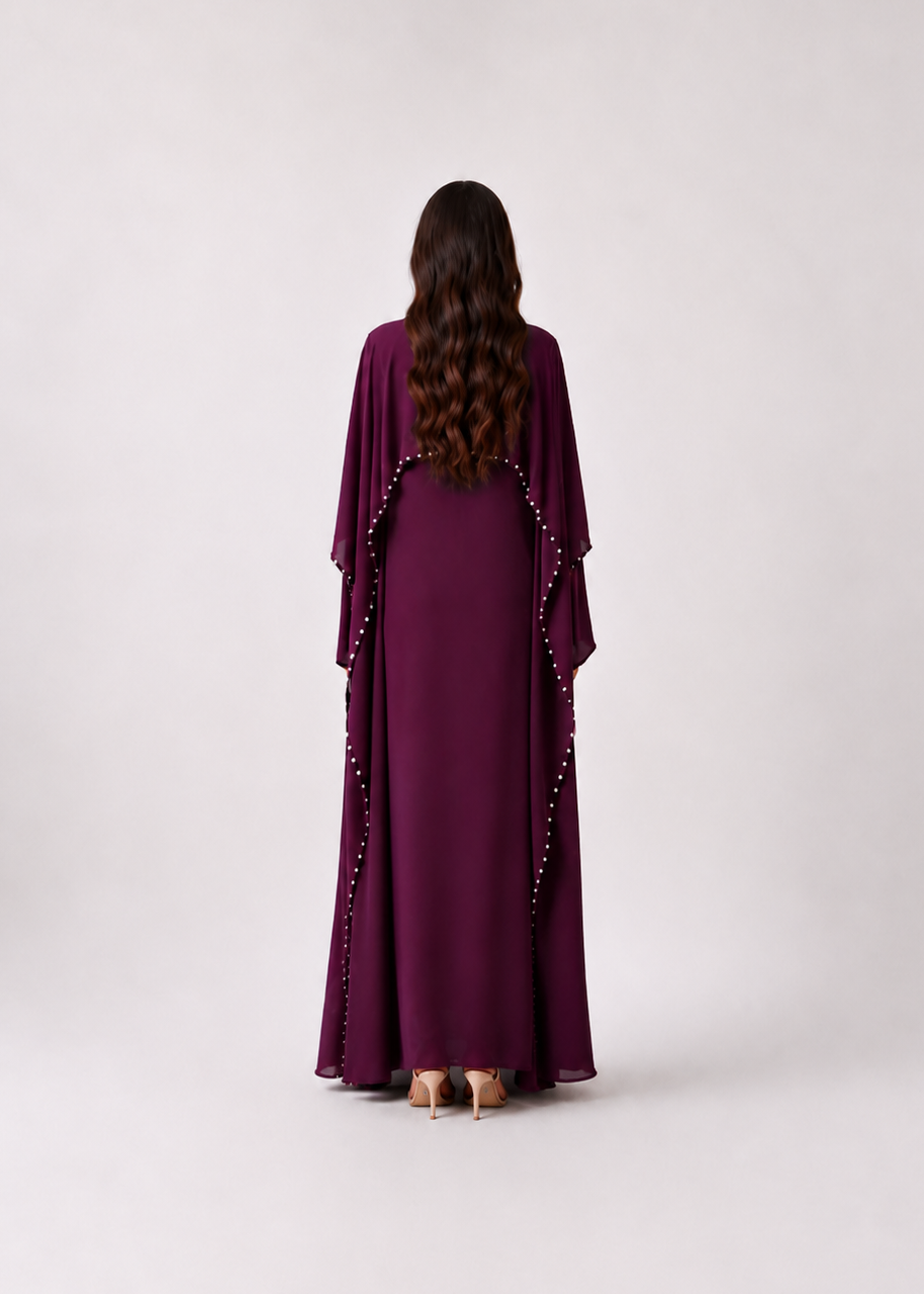 Mireya Pearl Trim Batwing Abaya JILBAYA
