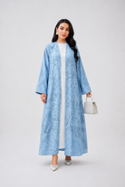 Sky Blue Jacquard Abaya JILBAYA