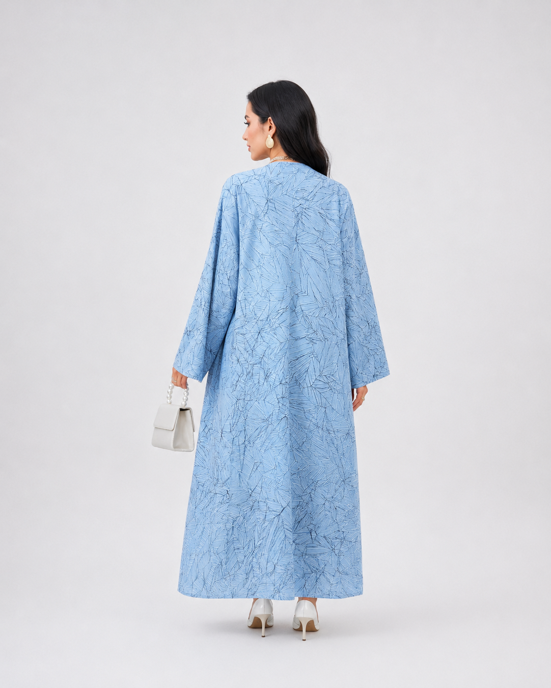 Sky Blue Jacquard Abaya JILBAYA