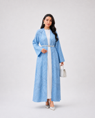 Sky Blue Jacquard Abaya JILBAYA