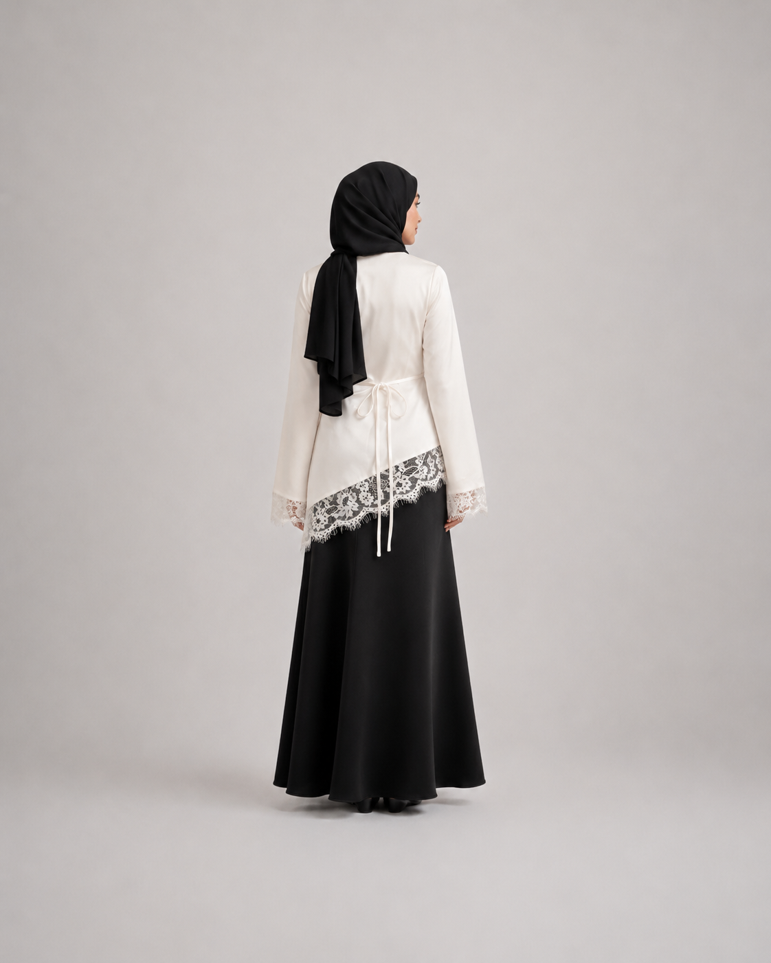 Satin Abaya with Lace Trim JILBAYA