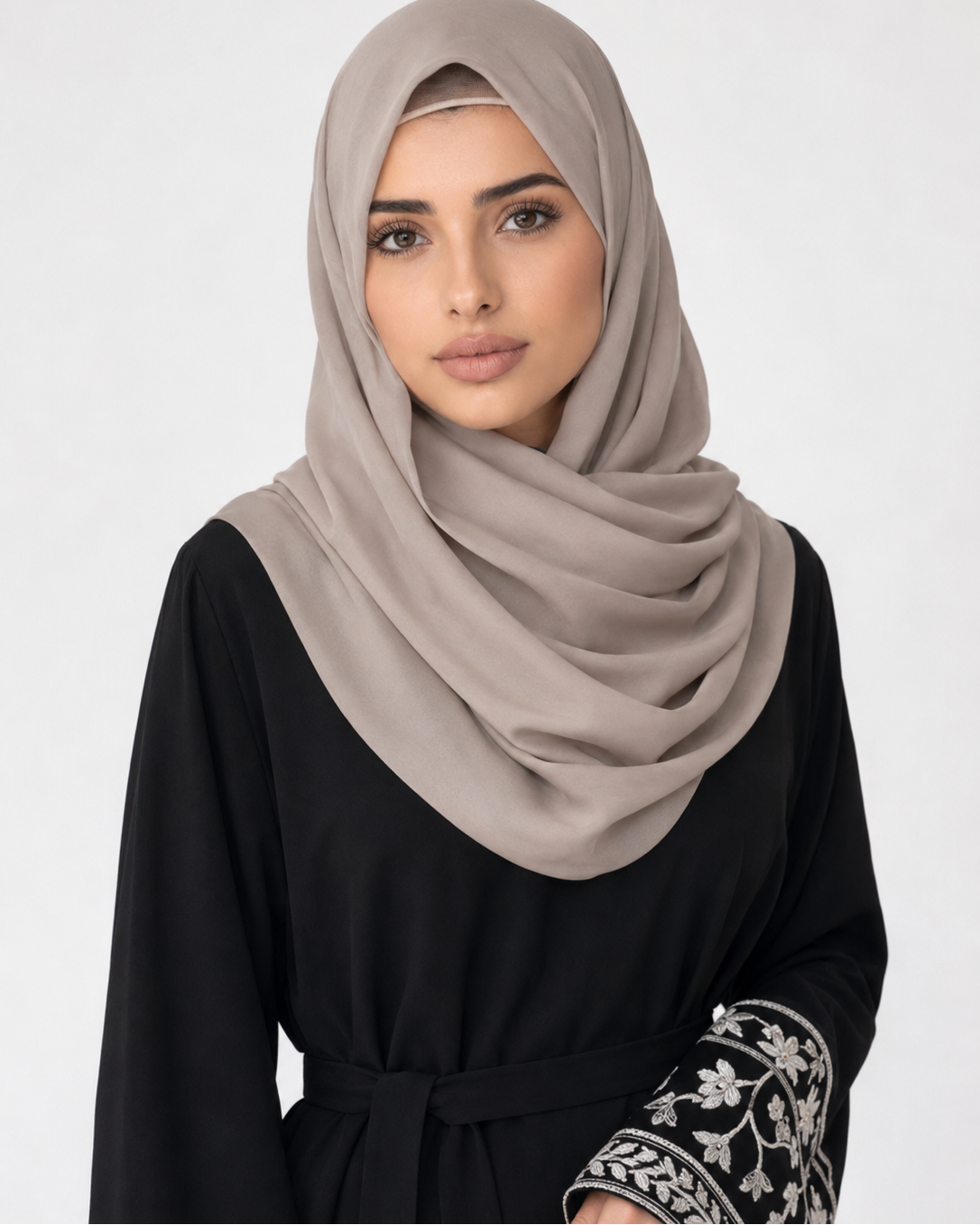 Abaya with Floral Vine Cuff Embroidery JILBAYA