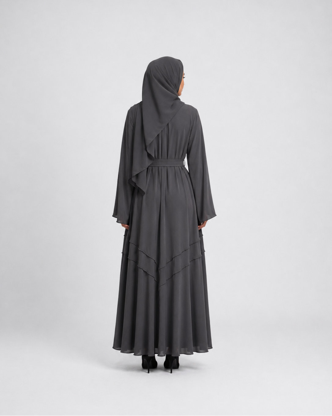 Tie-Waist Bell Sleeve Tiered Abaya JILBAYA