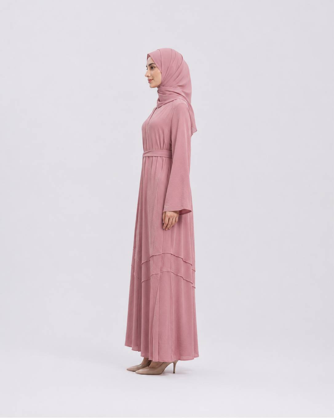 Tie-Waist Bell Sleeve Tiered Abaya JILBAYA