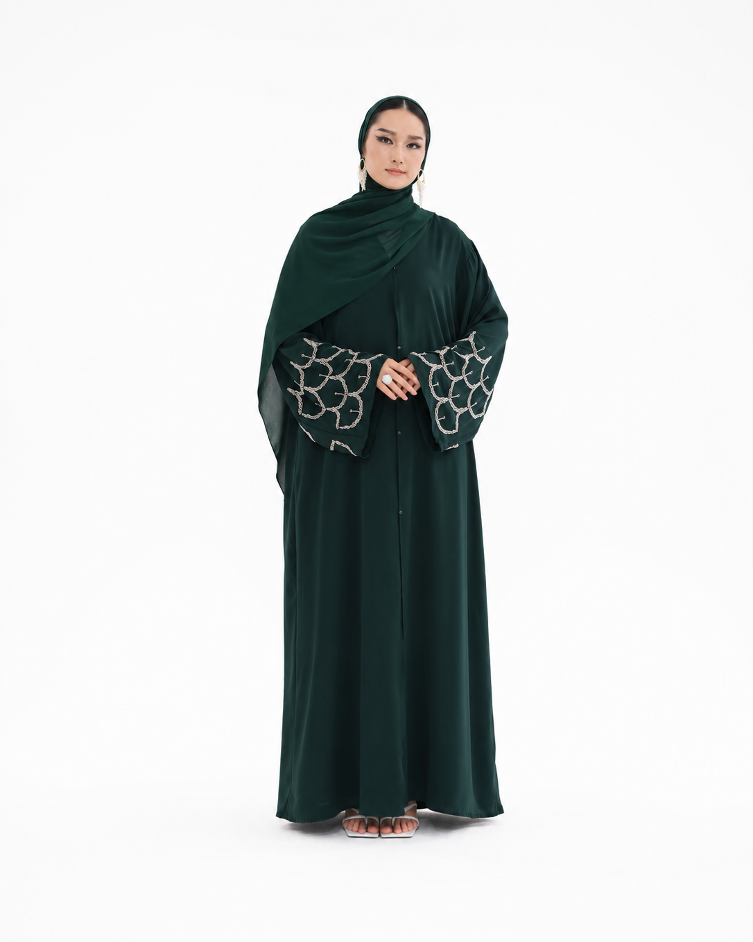 Abaya with Beaded Embroidered Cuffs JILBAYA