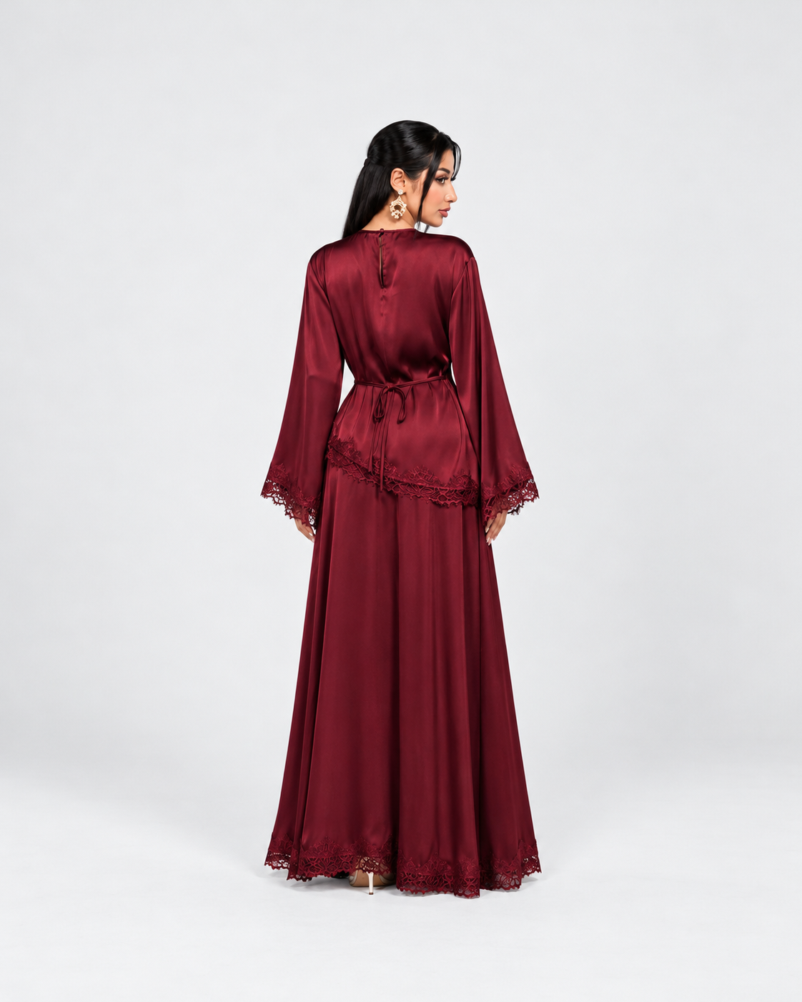Noura Satin Lace Co-Ord Set JILBAYA