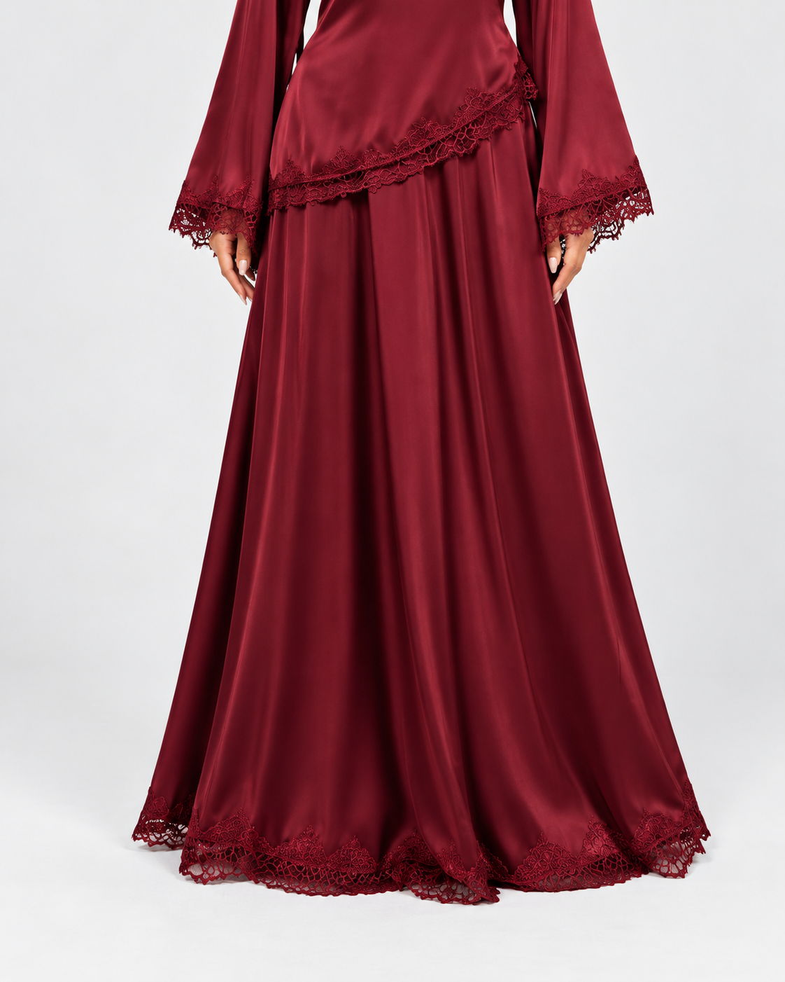 Noura Satin Lace Co-Ord Set JILBAYA