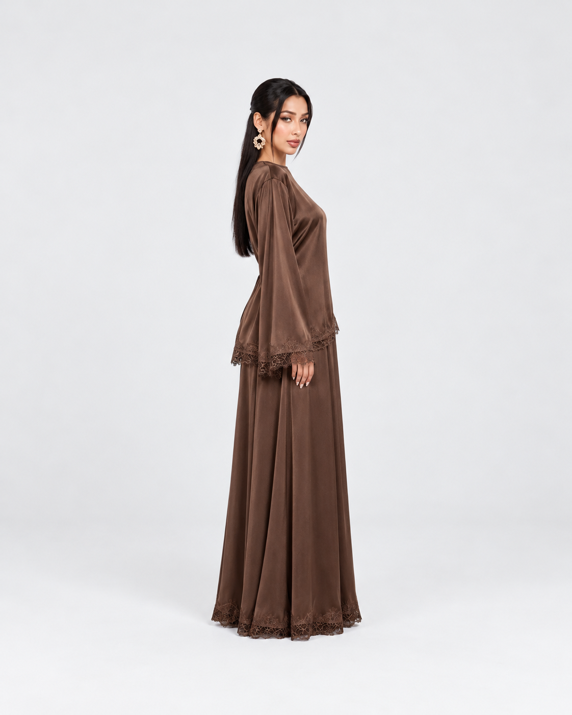 Noura Satin Lace Co-Ord Set JILBAYA