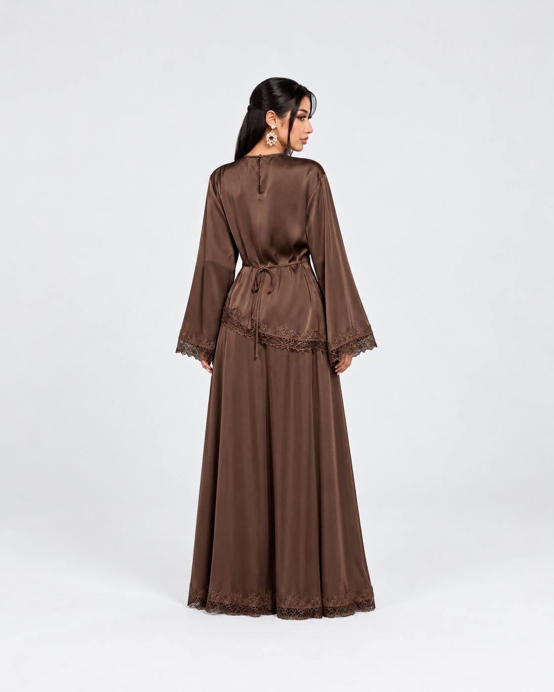 Noura Satin Lace Co-Ord Set JILBAYA
