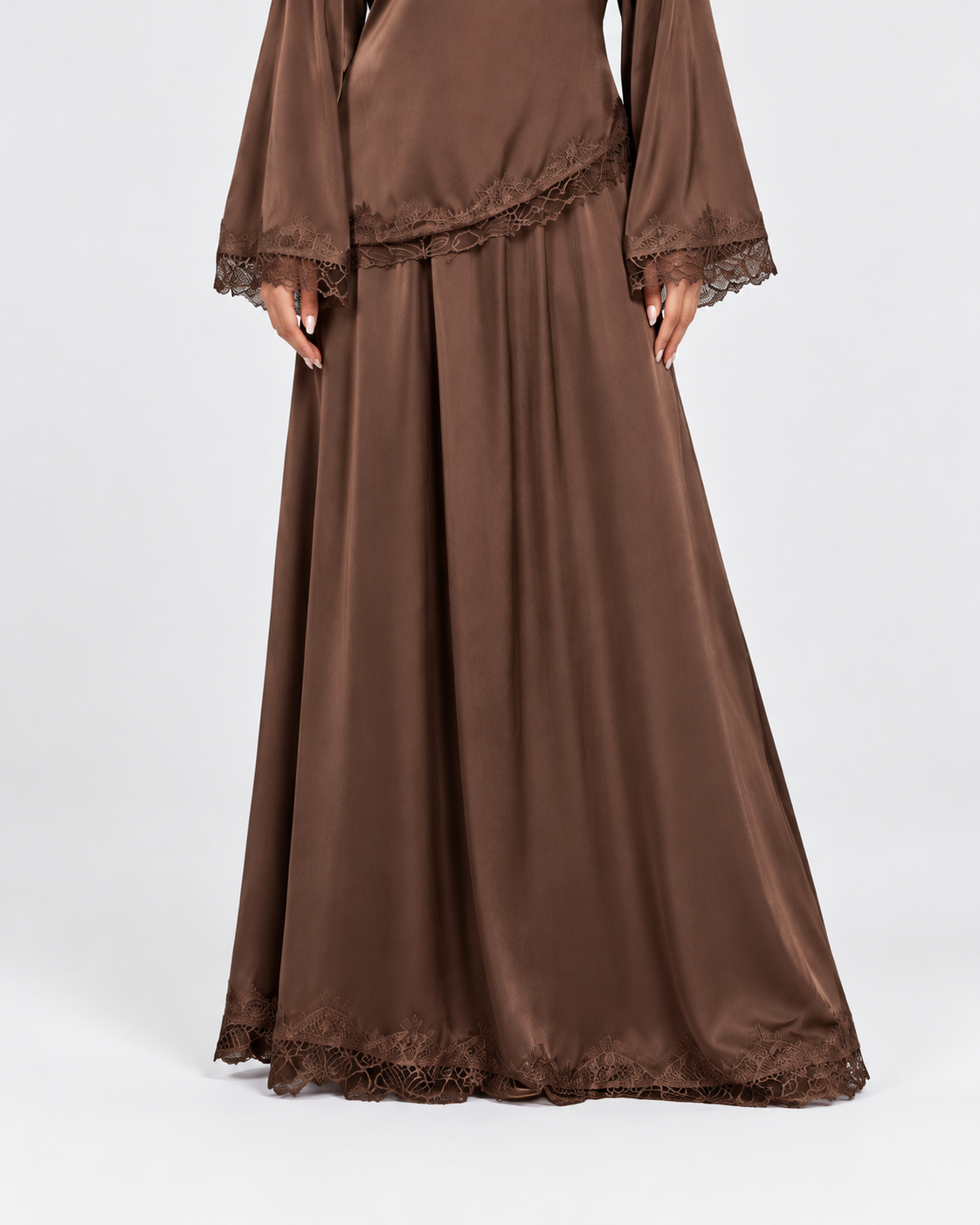 Noura Satin Lace Co-Ord Set JILBAYA