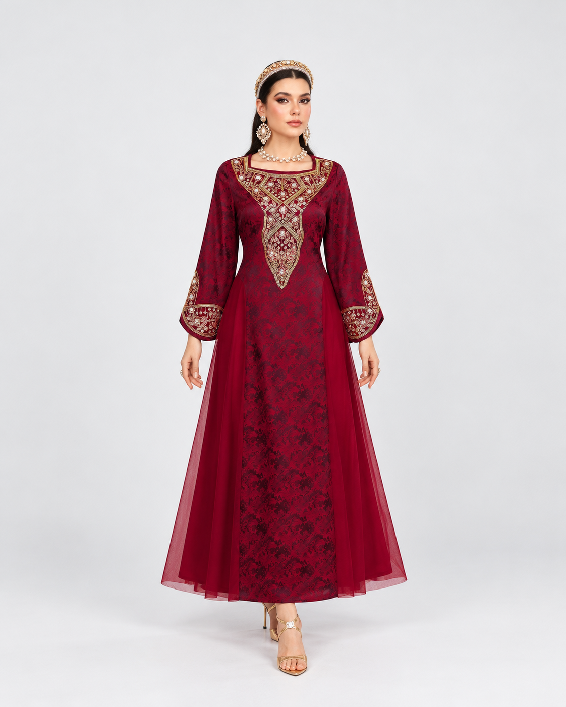 Hafsa Gold Embroidered Abaya JILBAYA