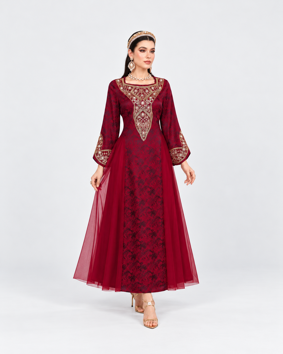 Hafsa Gold Embroidered Abaya JILBAYA