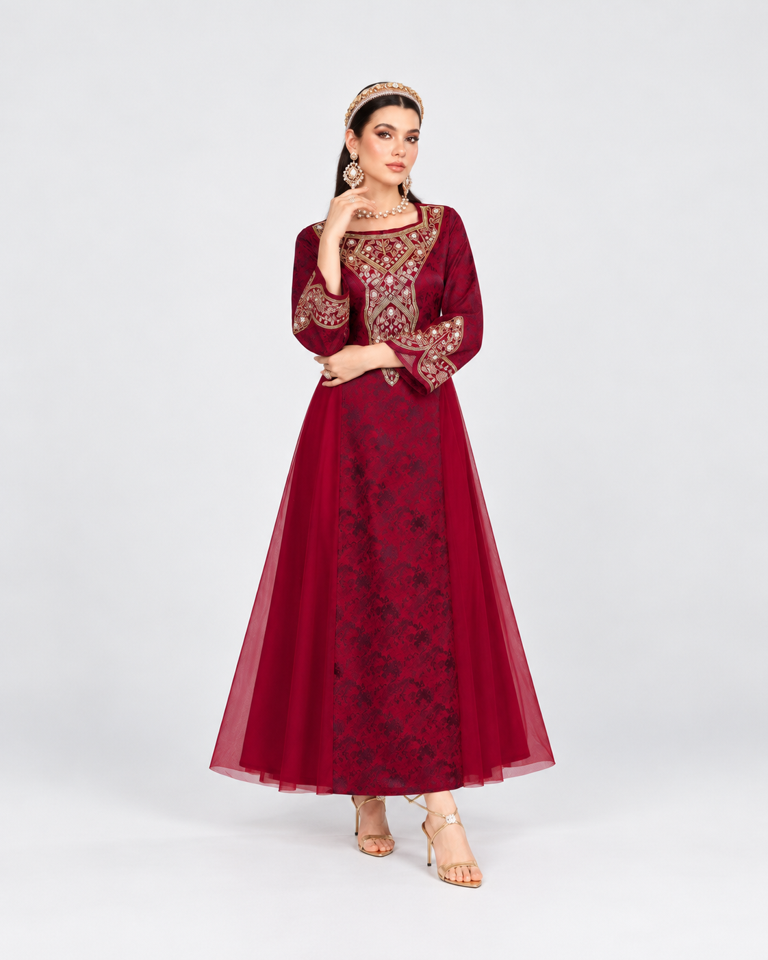 Hafsa Gold Embroidered Abaya JILBAYA