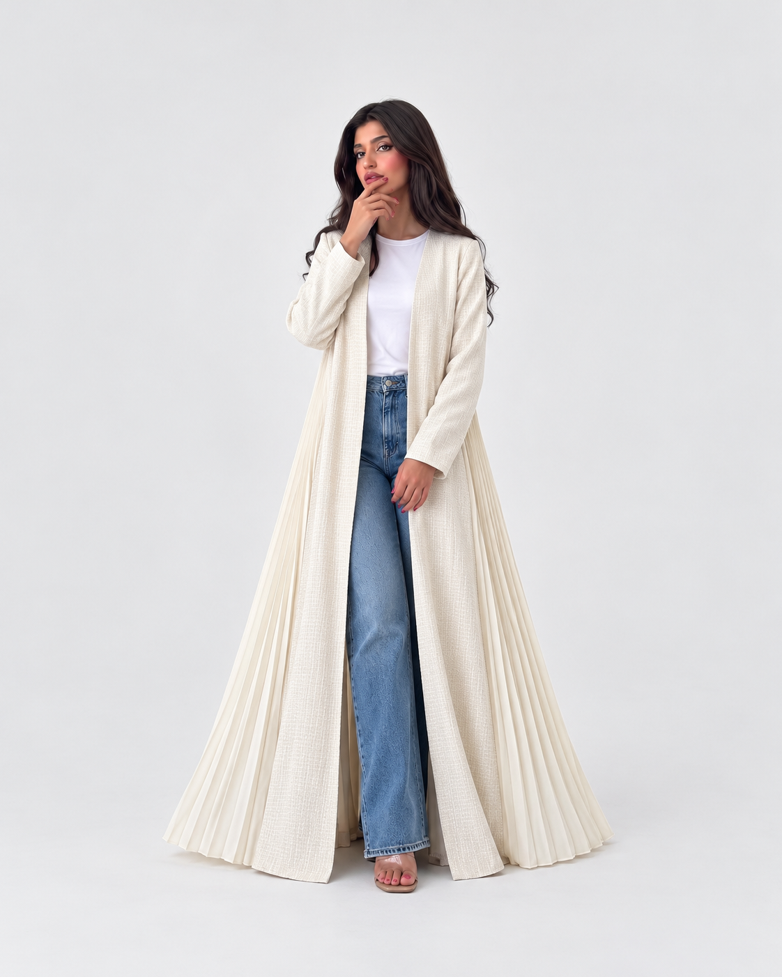 Jumana Pleated Back Open Abaya JILBAYA