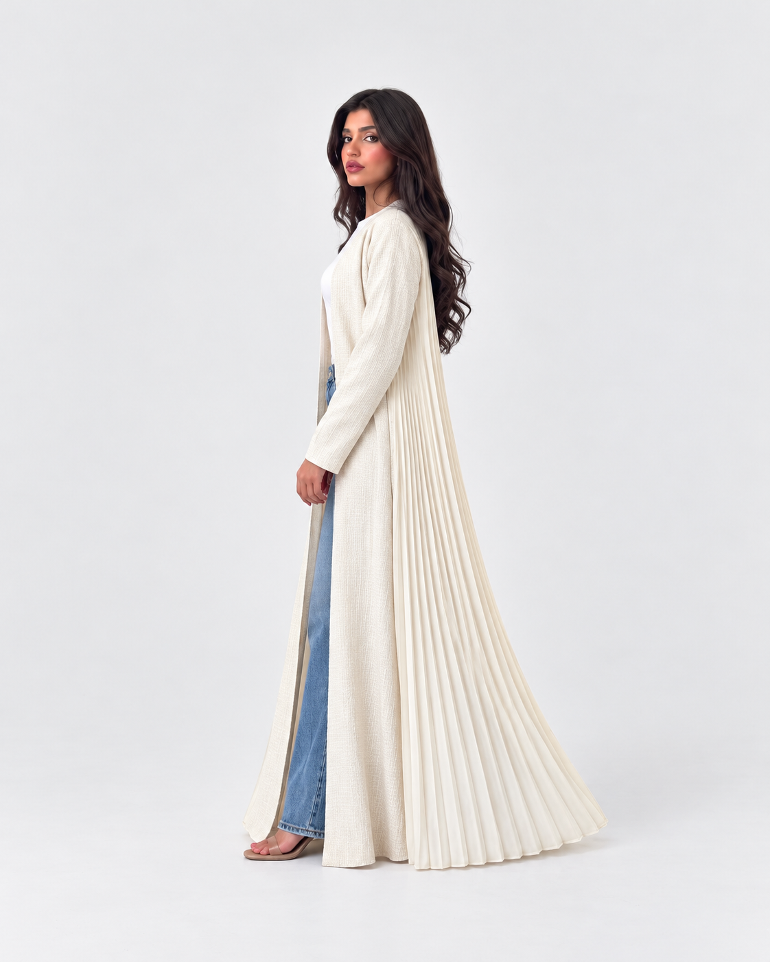 Jumana Pleated Back Open Abaya JILBAYA