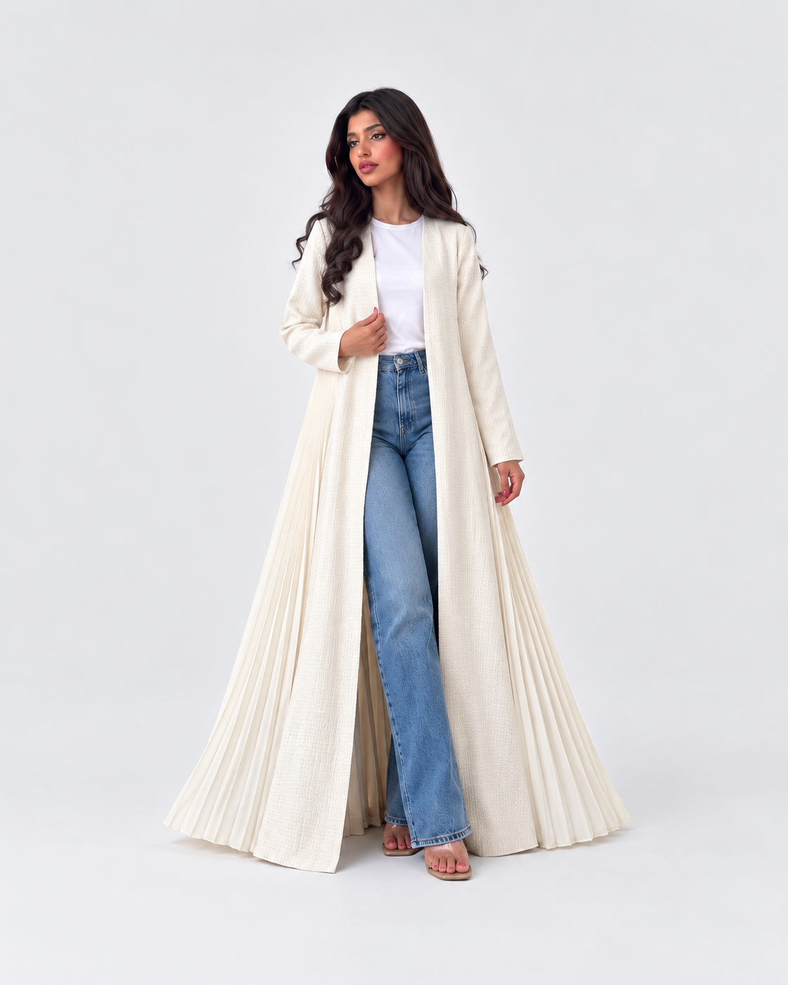 Jumana Pleated Back Open Abaya JILBAYA