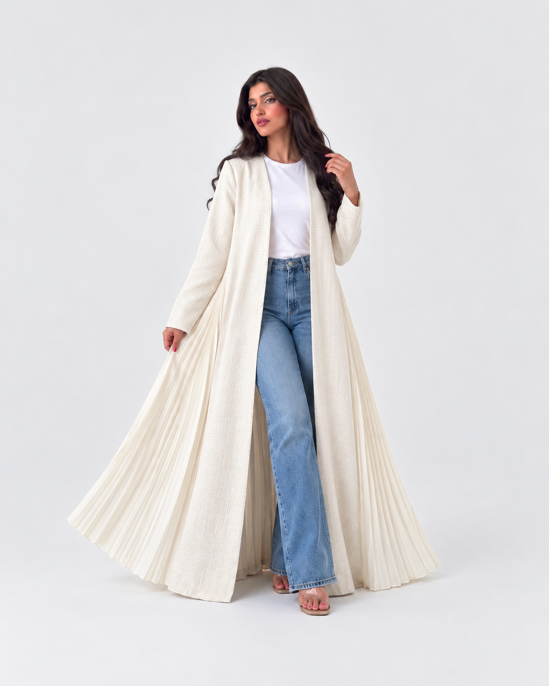 Jumana Pleated Back Open Abaya JILBAYA