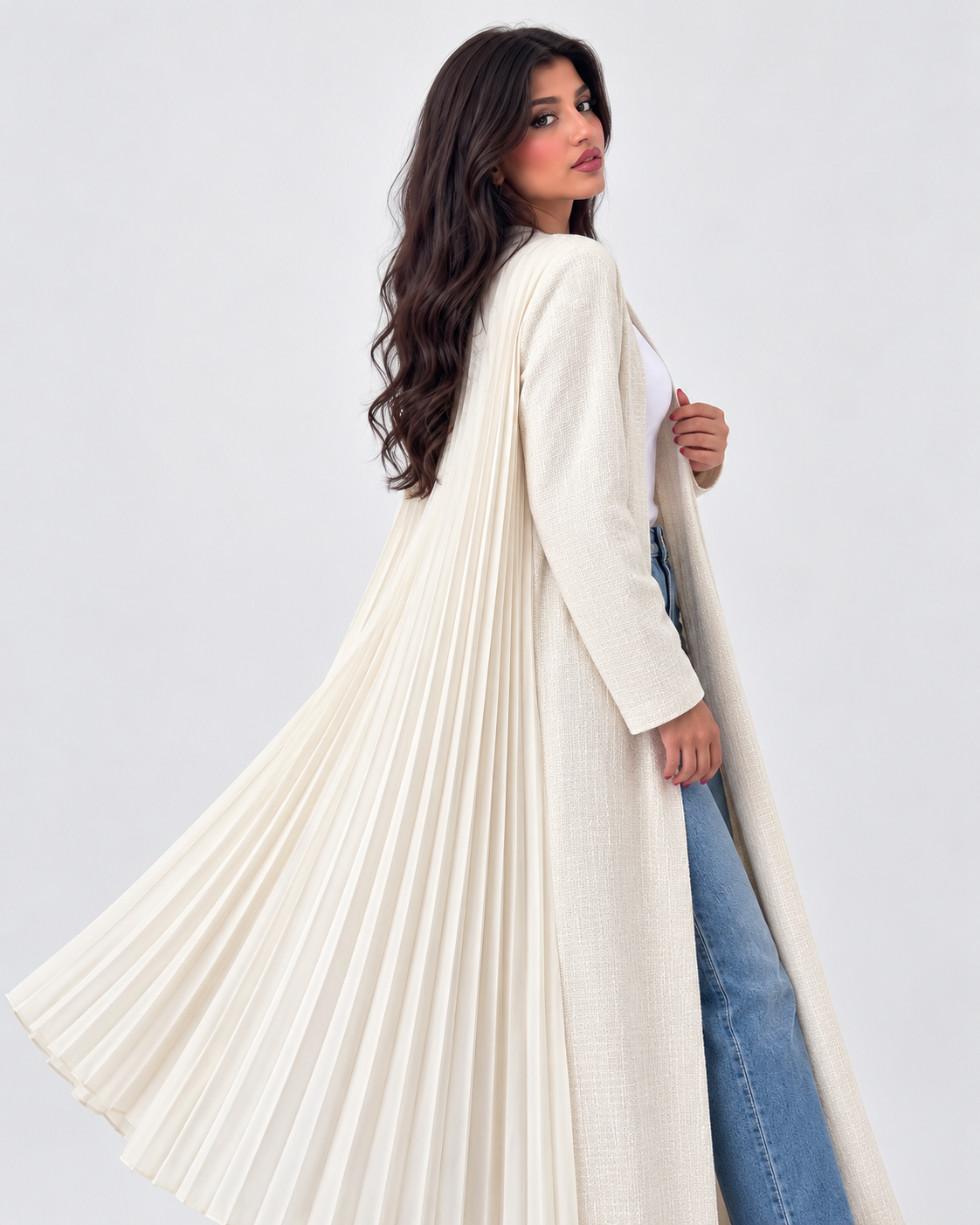 Jumana Pleated Back Open Abaya JILBAYA