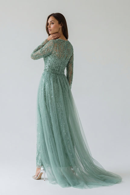 Crystal-Embellished Cape Gown JILBAYA