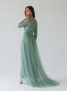 Crystal-Embellished Cape Gown JILBAYA