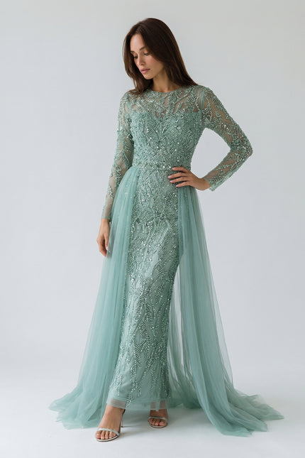 Crystal-Embellished Cape Gown JILBAYA