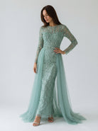Crystal-Embellished Cape Gown JILBAYA