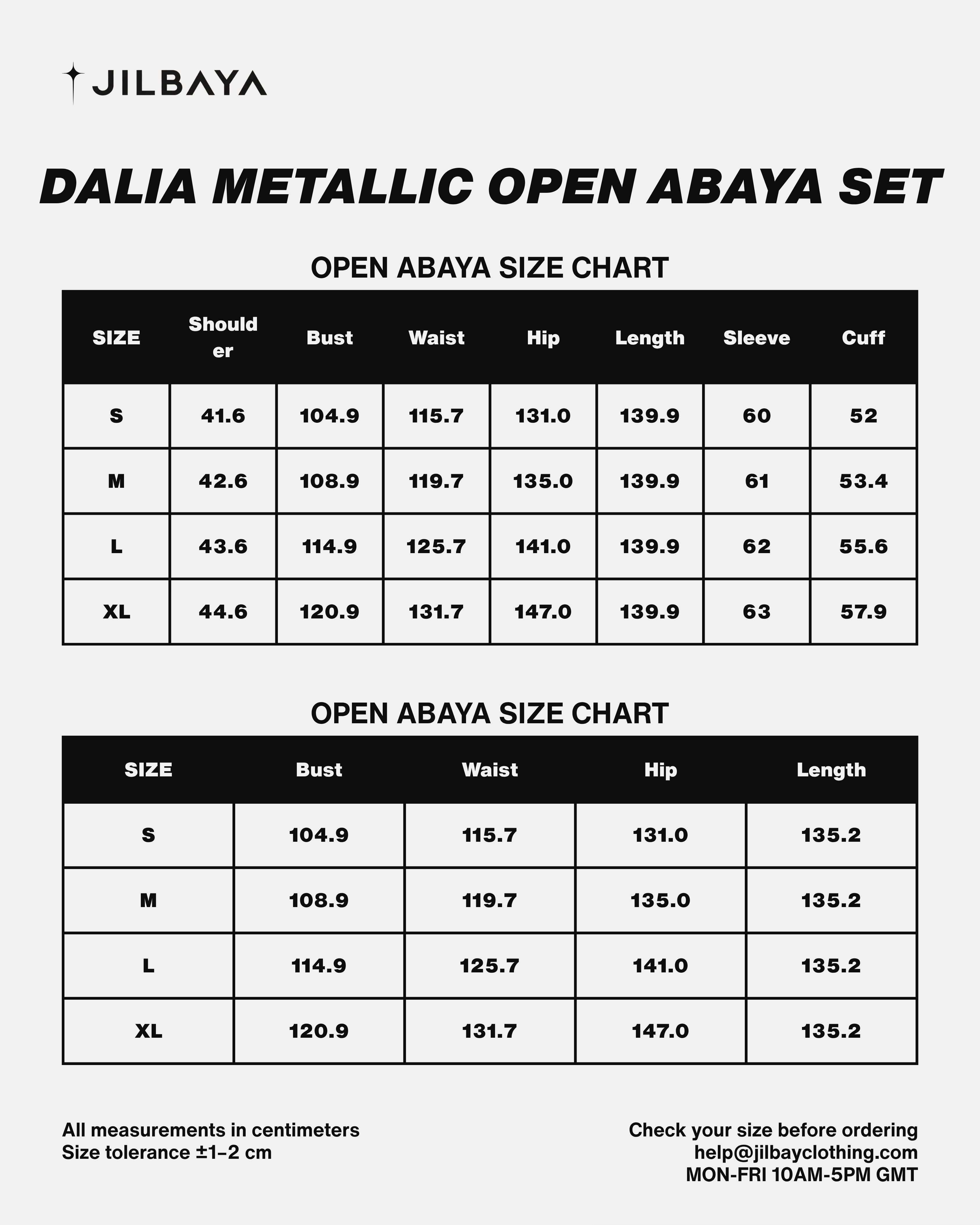 Dalia Metallic Trim Open Abaya Set JILBAYA