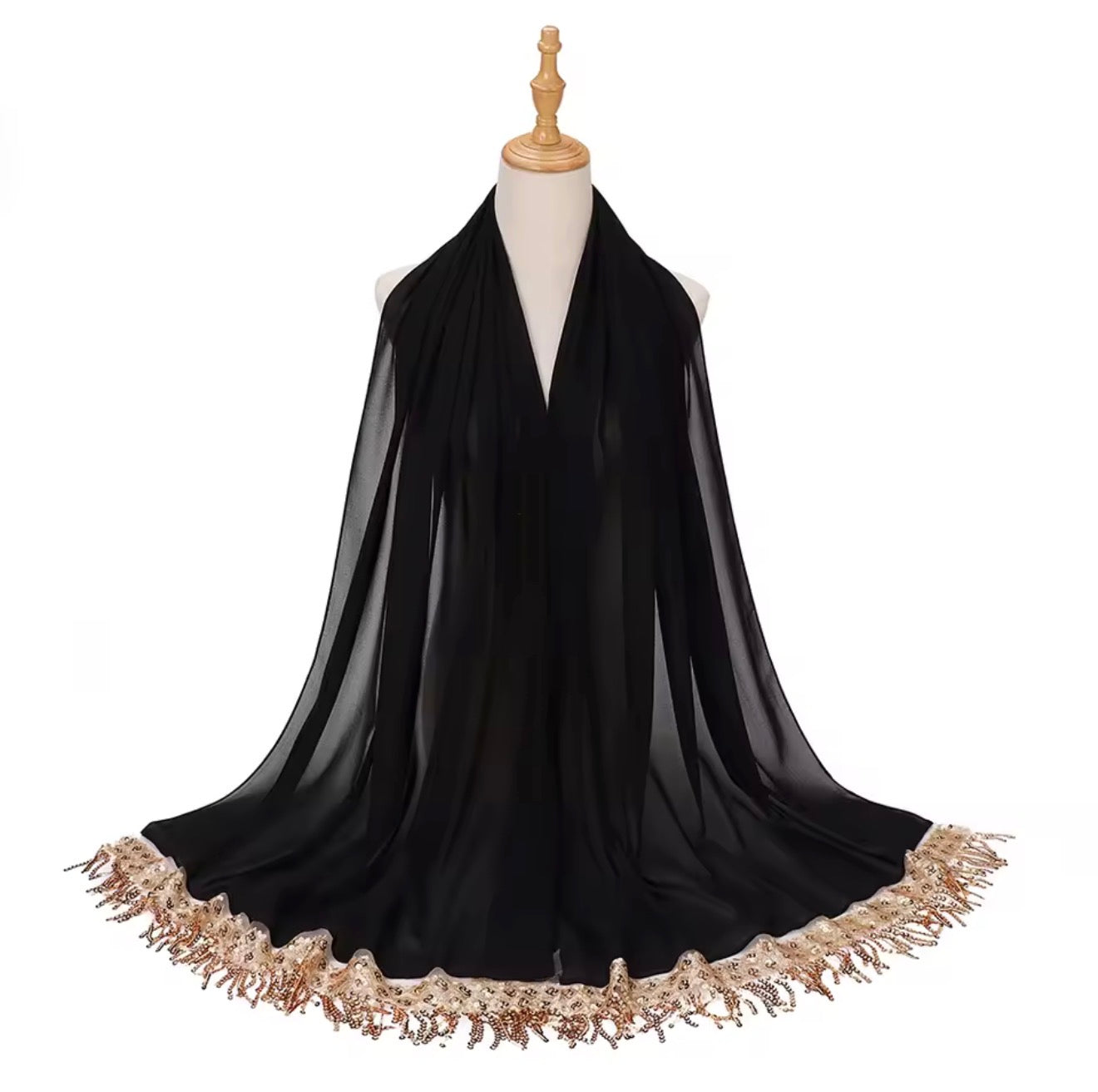 Sequin Tassel Chiffon Hijab JILBAYA