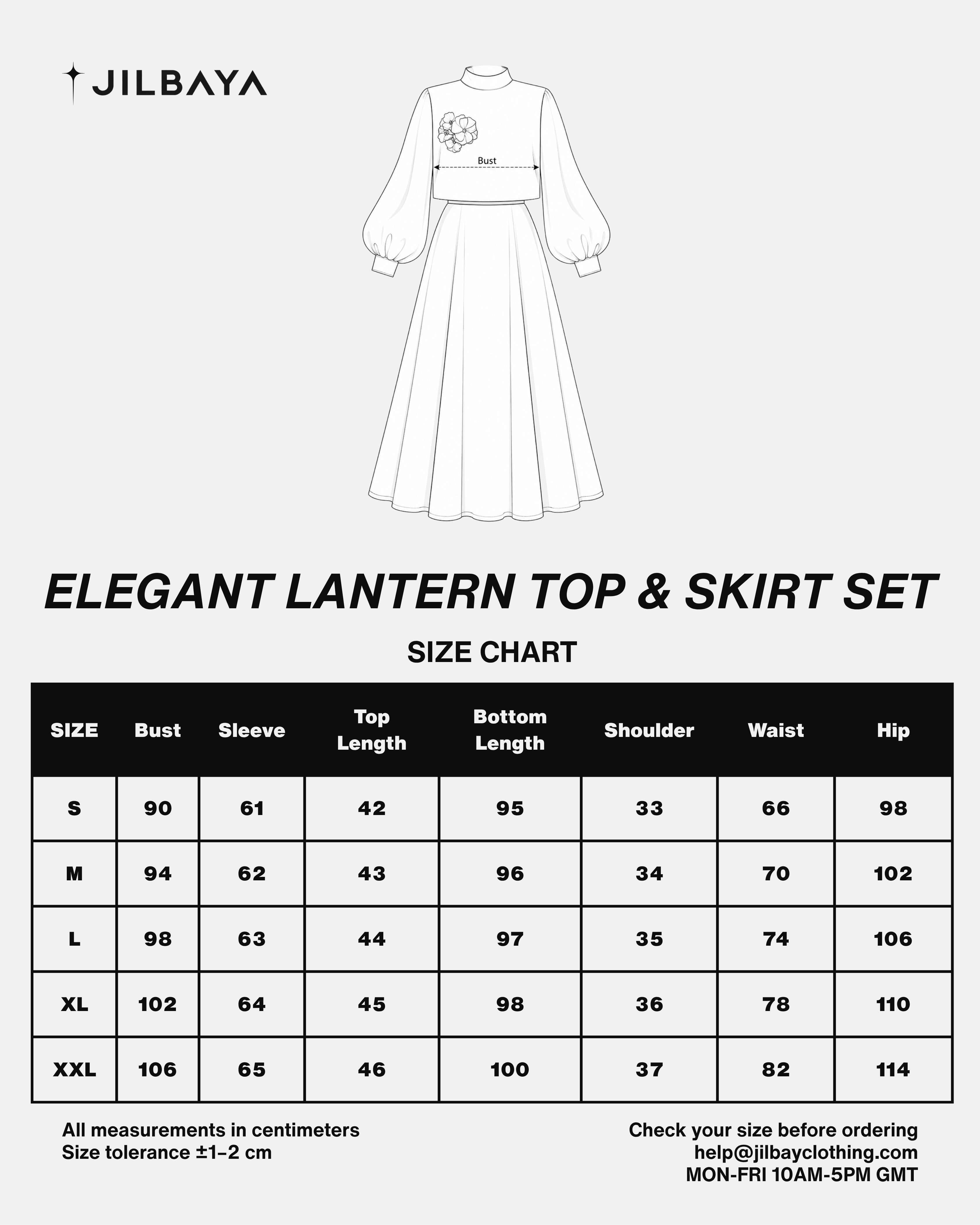 Elegant Lantern Sleeve Top & Skirt Set JILBAYA