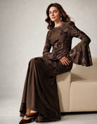 Mocha Embroidered Floral Maxi Dress JILBAYA