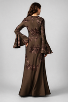 Mocha Embroidered Floral Maxi Dress JILBAYA