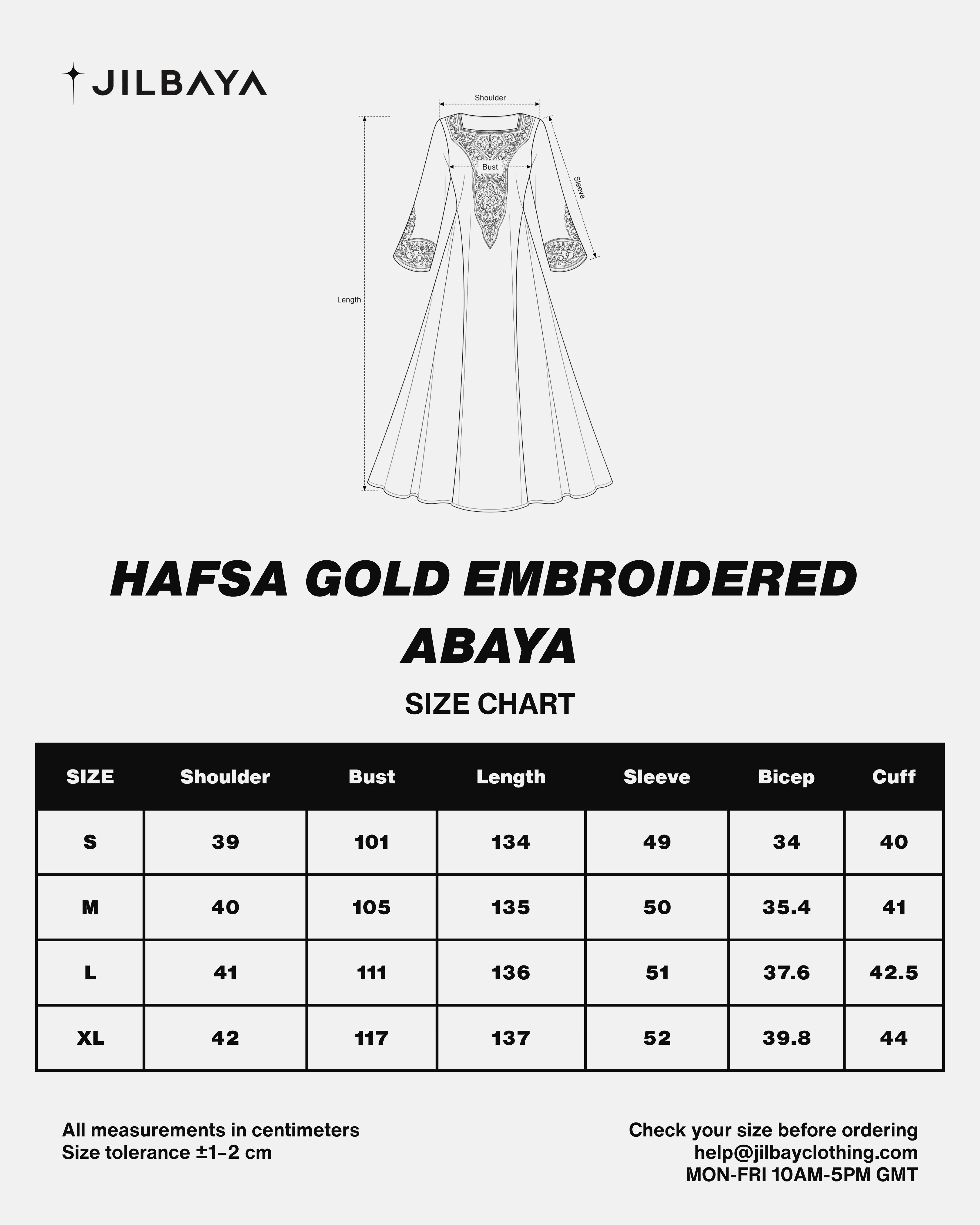 Hafsa Gold Embroidered Abaya JILBAYA
