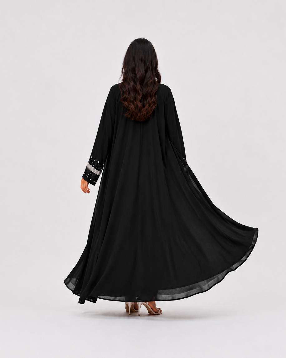 Safa Pearl Embellished Abaya with Matching Scarf JILBAYA