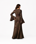 Mocha Embroidered Floral Maxi Dress JILBAYA