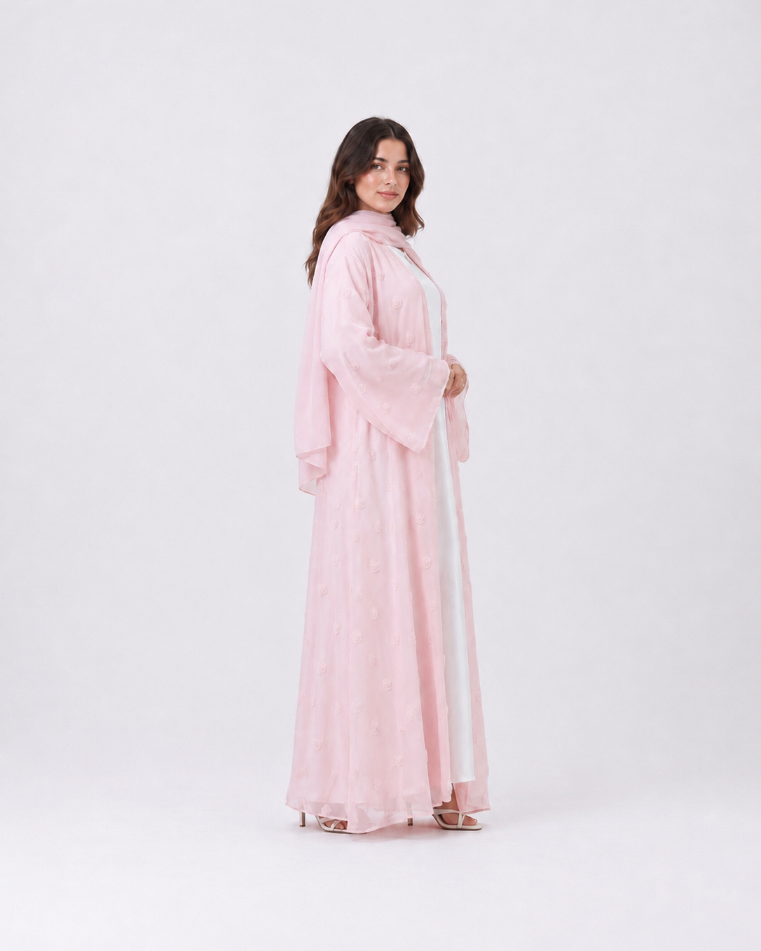 Elara Rose Open Abaya with Matching Scarf JILBAYA