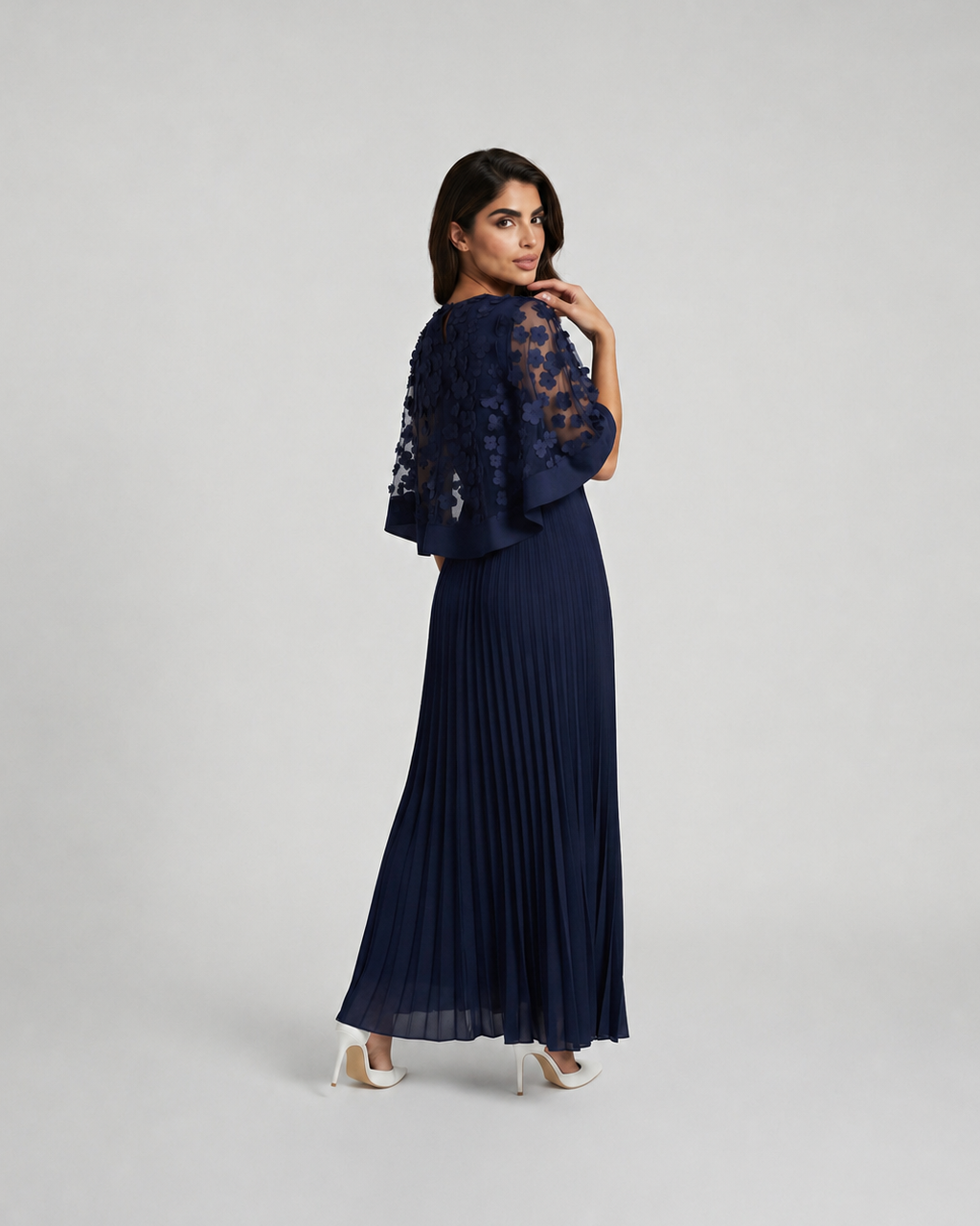 Pleated Skirt & Floral Cape Set JILBAYA
